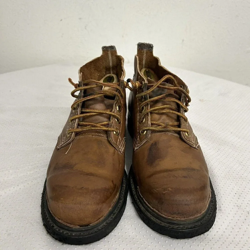 Vintage 90s Iron Age Men's Steel Toe Brown Lace Up Leather Chukka Work Boot Sz 8